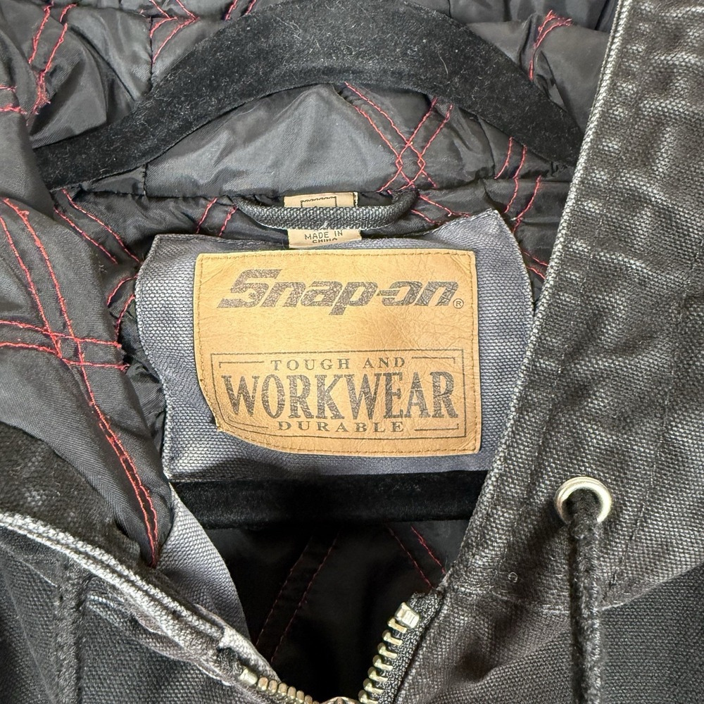 Snap-on Jacket Mens Large Vintage Faded Zip Up Work Quilted Lined Insulated - Picture 10 of 11